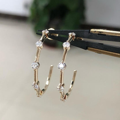 0.13 CT Round Diamond Drop Dangle Earrings