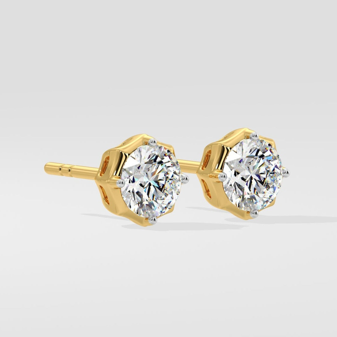 1.00 CT Round Cut Diamond Stud Earrings