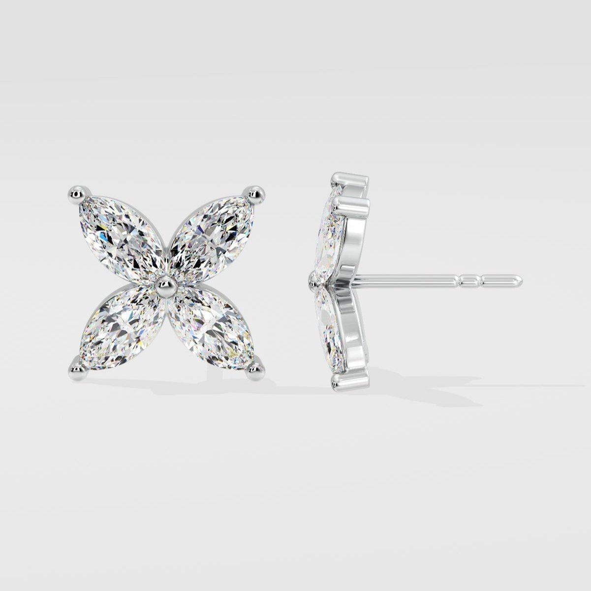 1.55 CT Four Marquise Clover Stud Earrings