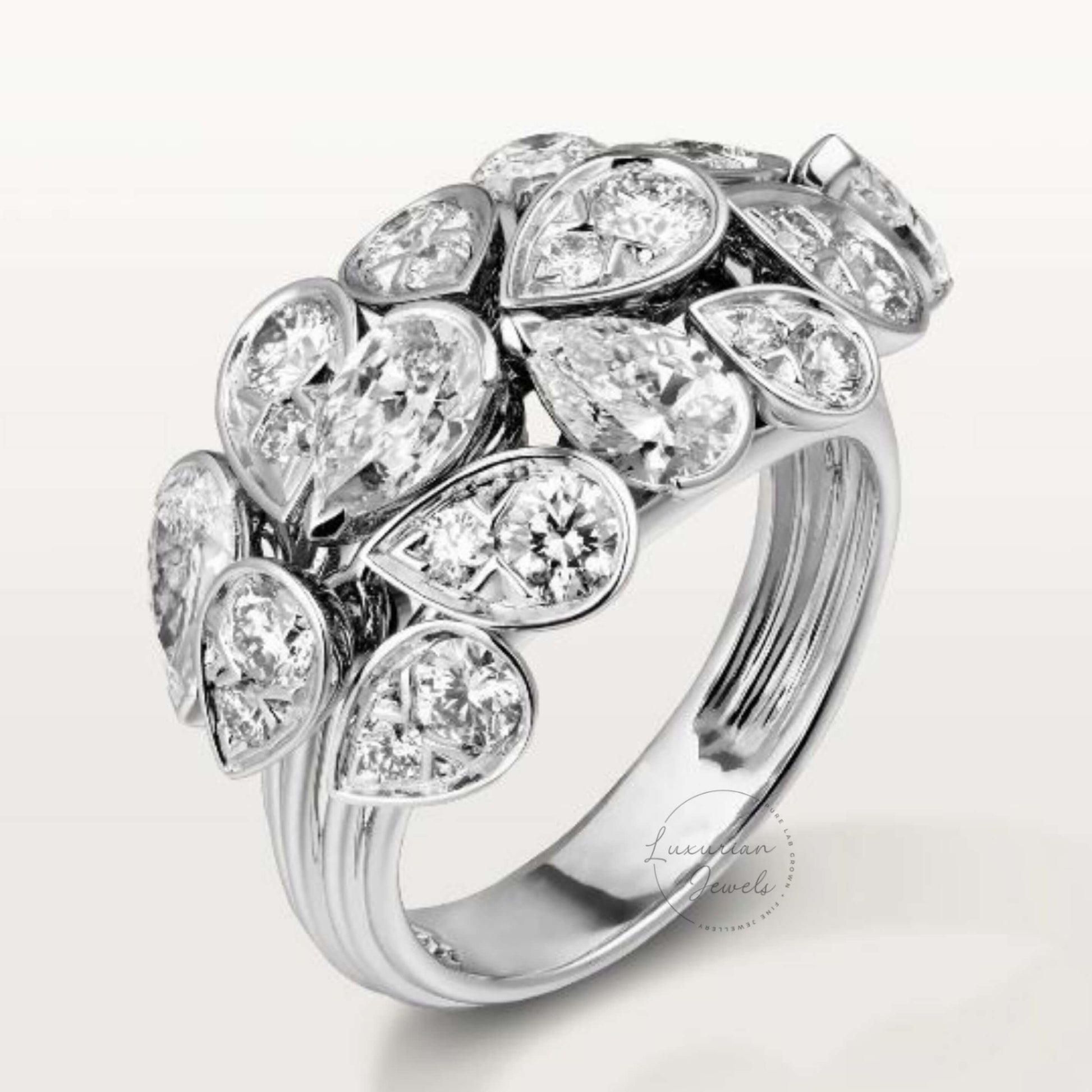 1.61 Carat Cluster Diamond Broad Bridal Ring