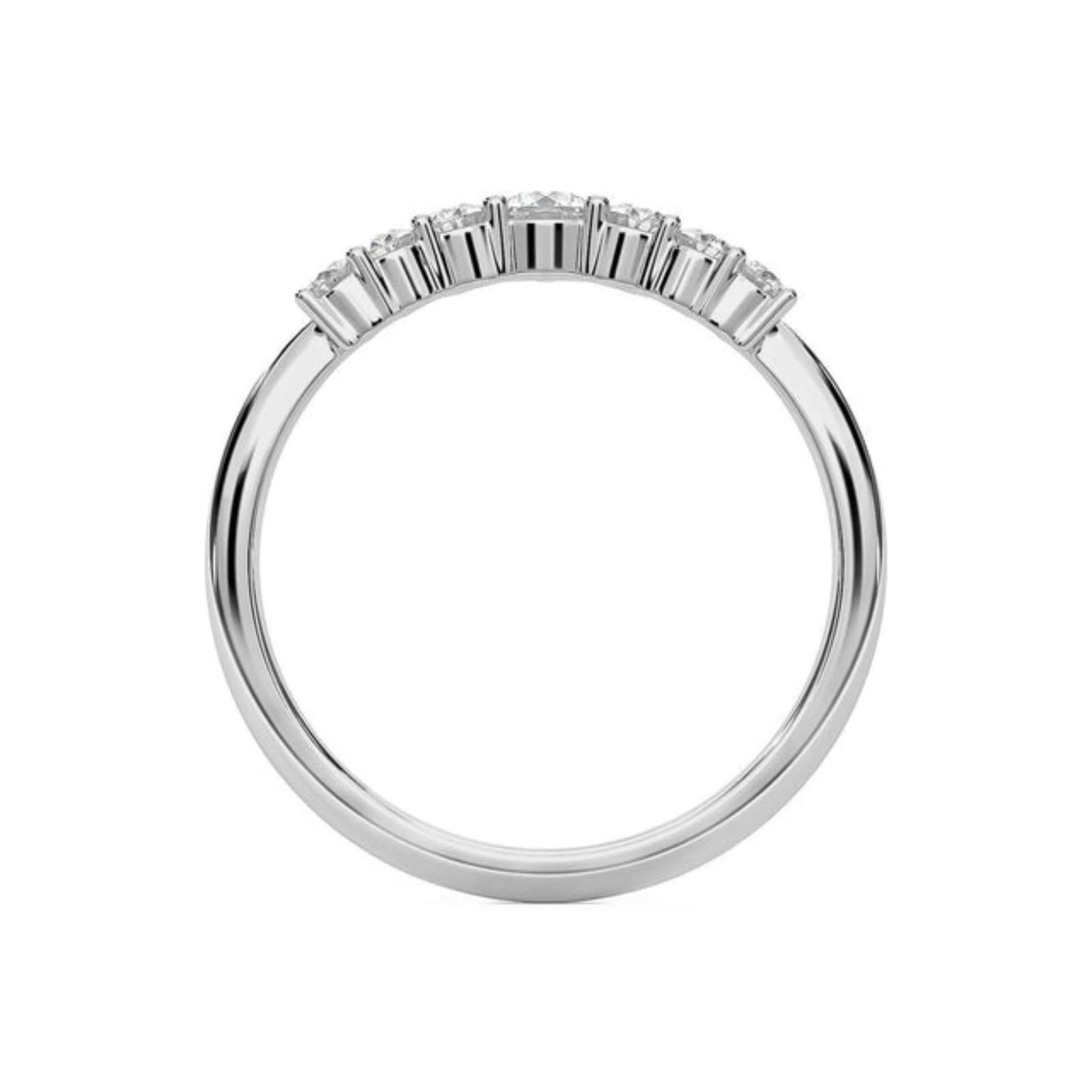 10K Deep V Shape Curved Diamond Band