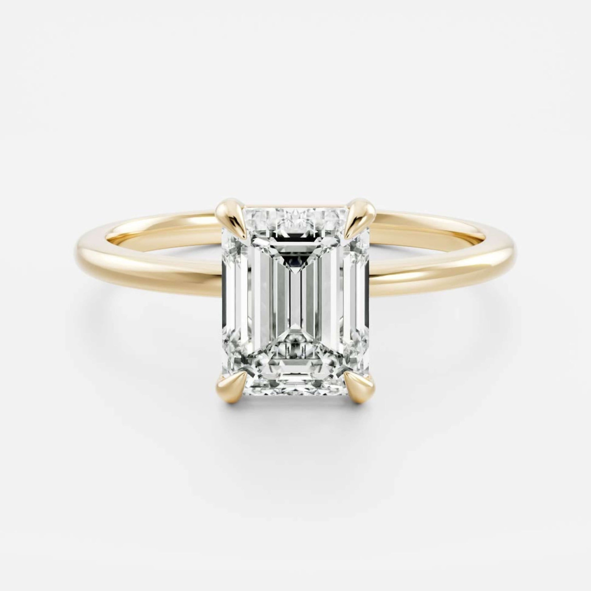 10K Emerald Cut Basket Style Diamond Ring