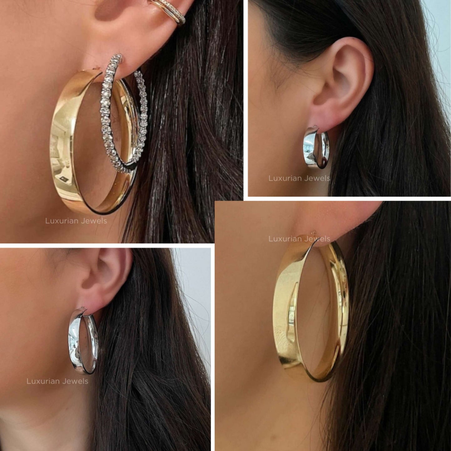 10K Solid Gold Round Shape Hoop Earrings