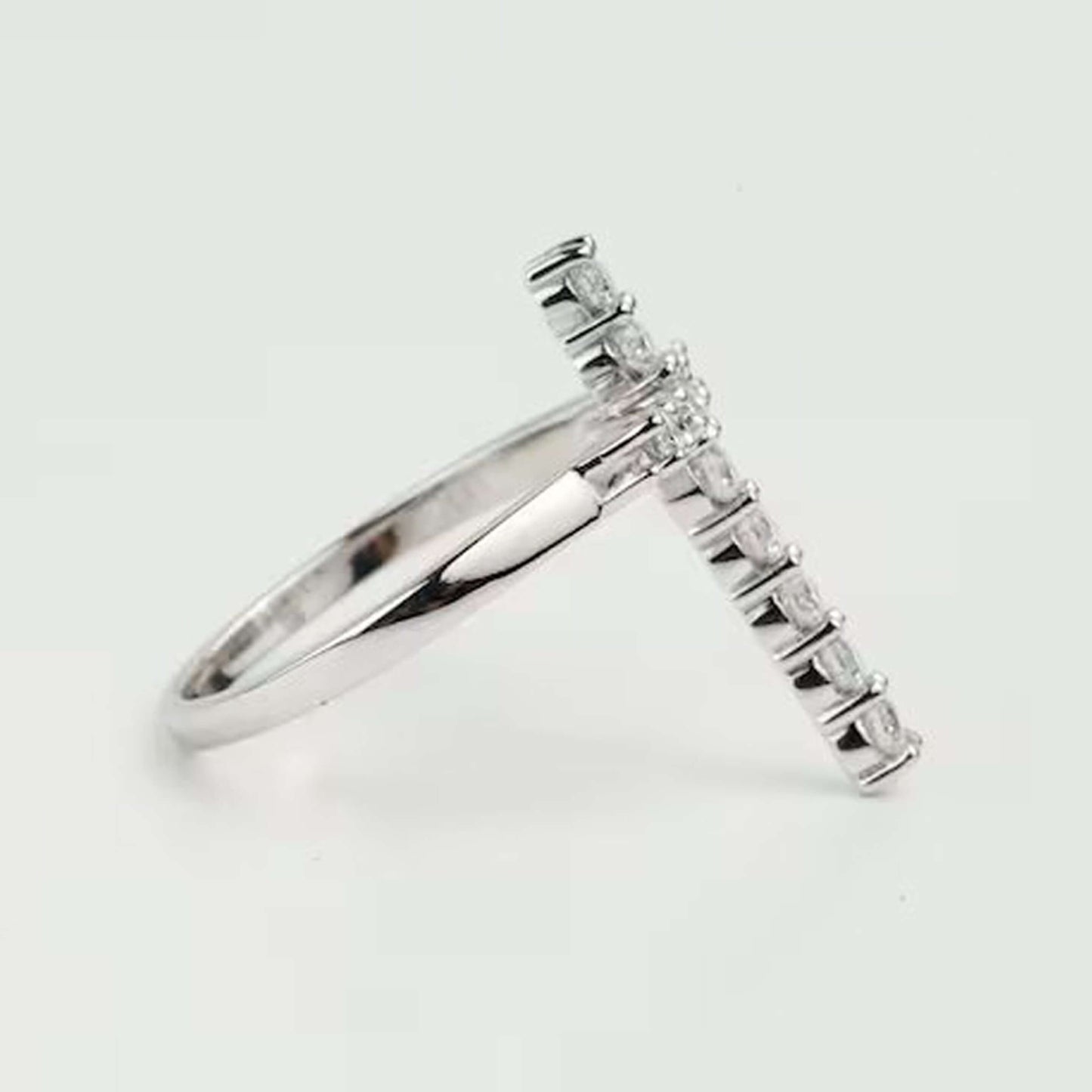 10K White Gold Cross Stackable Ring