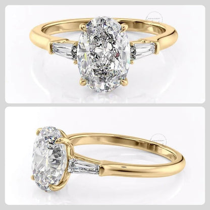  Oval And Tapered Baguette Diamond Ring