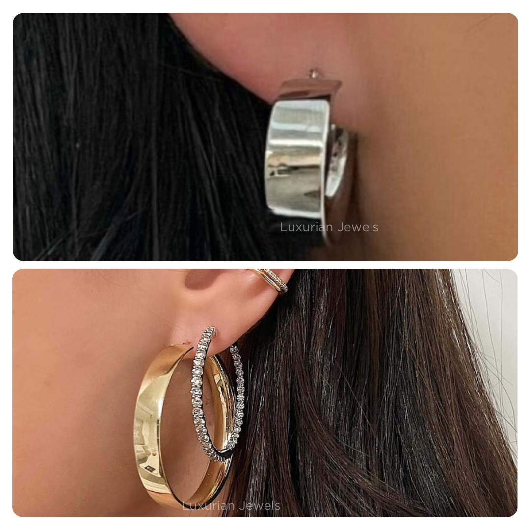 18K Solid Gold Round Hoop Earrings