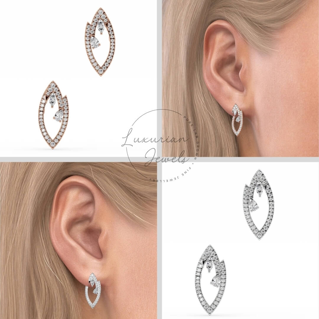 Lab Grown Multi Diamond Marquise Earrings