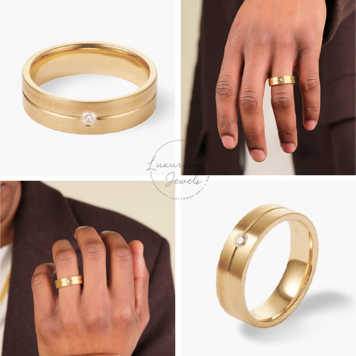 Yellow Gold Single Diamond Men's Wedding Gold Ring