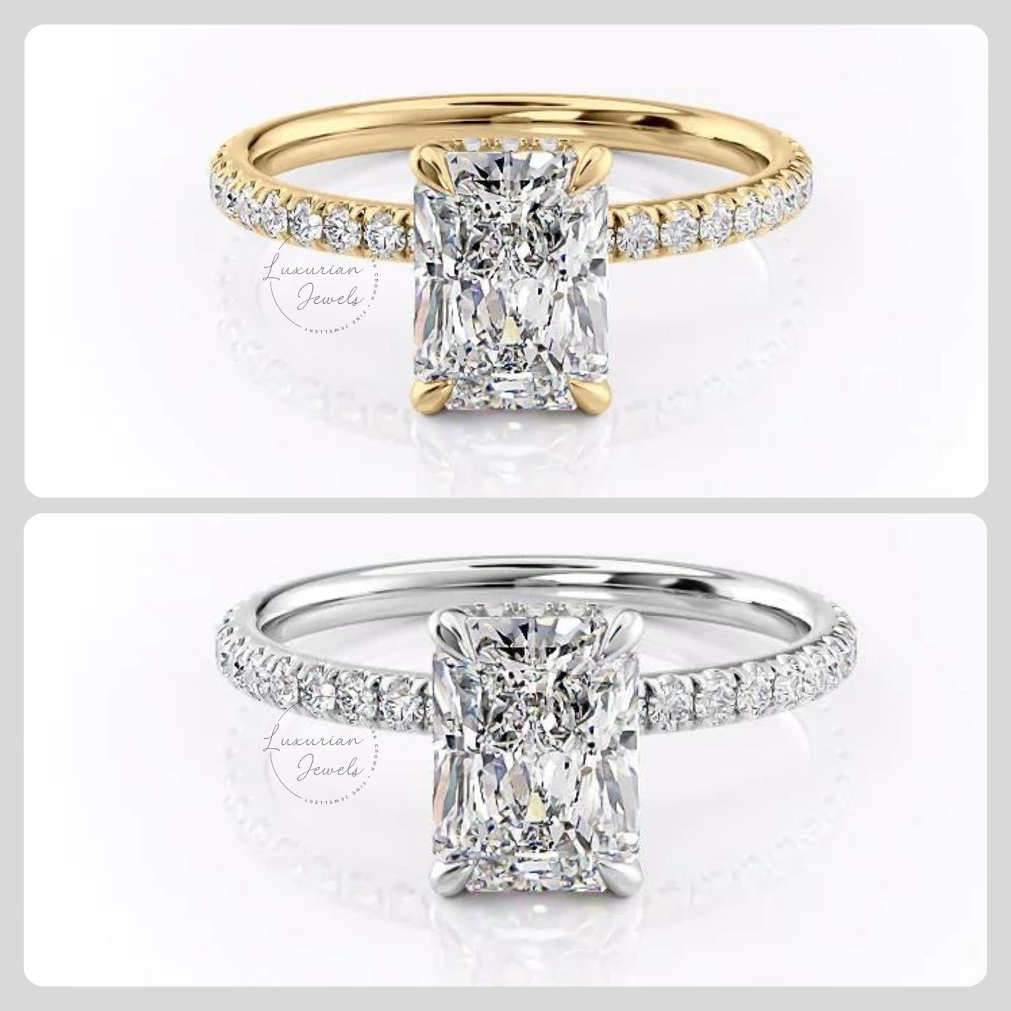 Radiant Cut Diamond Four Prong Set Ring