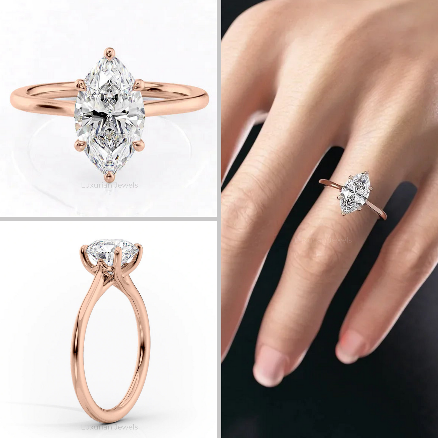 6 - Claw Prong Marquise Cut Engagement Ring