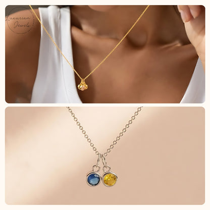 14K Solid Gold Family Birthstone Necklace