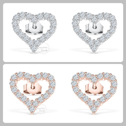 0.36 CT Heart Shape Dainty Diamond Stud Earrings