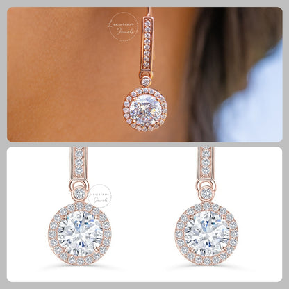 Brilliant Round Cut Drop Dangle Diamond Earrings