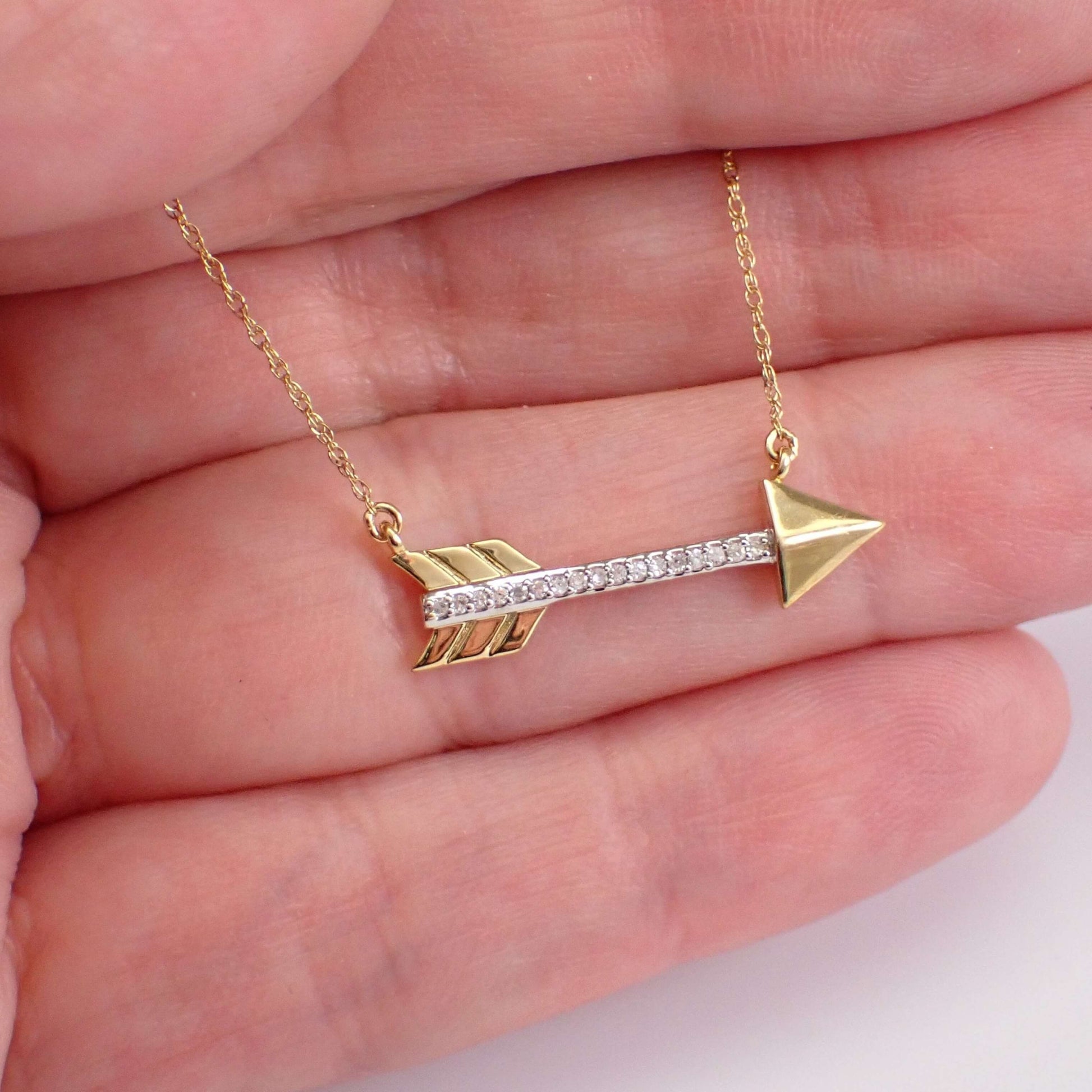 10k Gold Diamond Arrow Charm Pendant