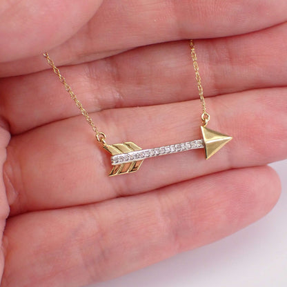 10k Gold Diamond Arrow Charm Pendant