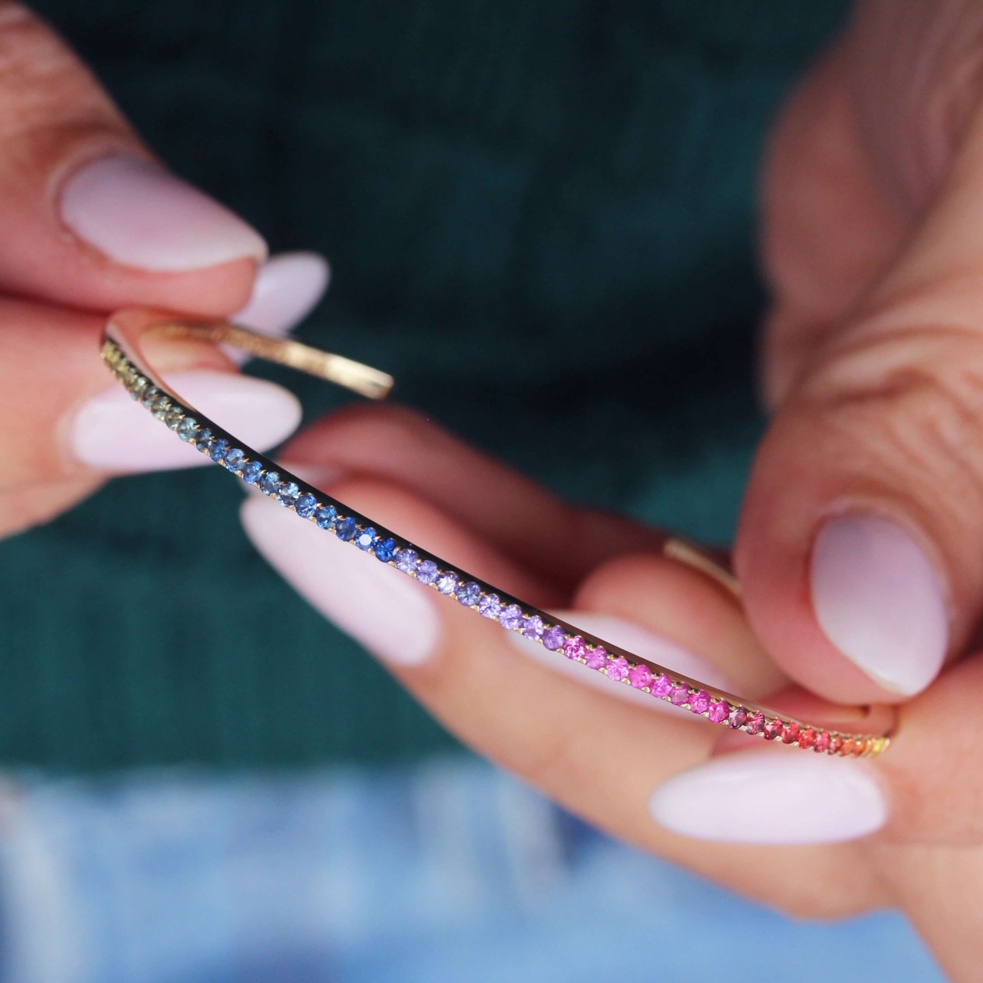 10k Gold Rainbow Gemstones Bracelet