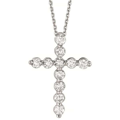 10k Round Cut Diamond Dainty Cross Necklace