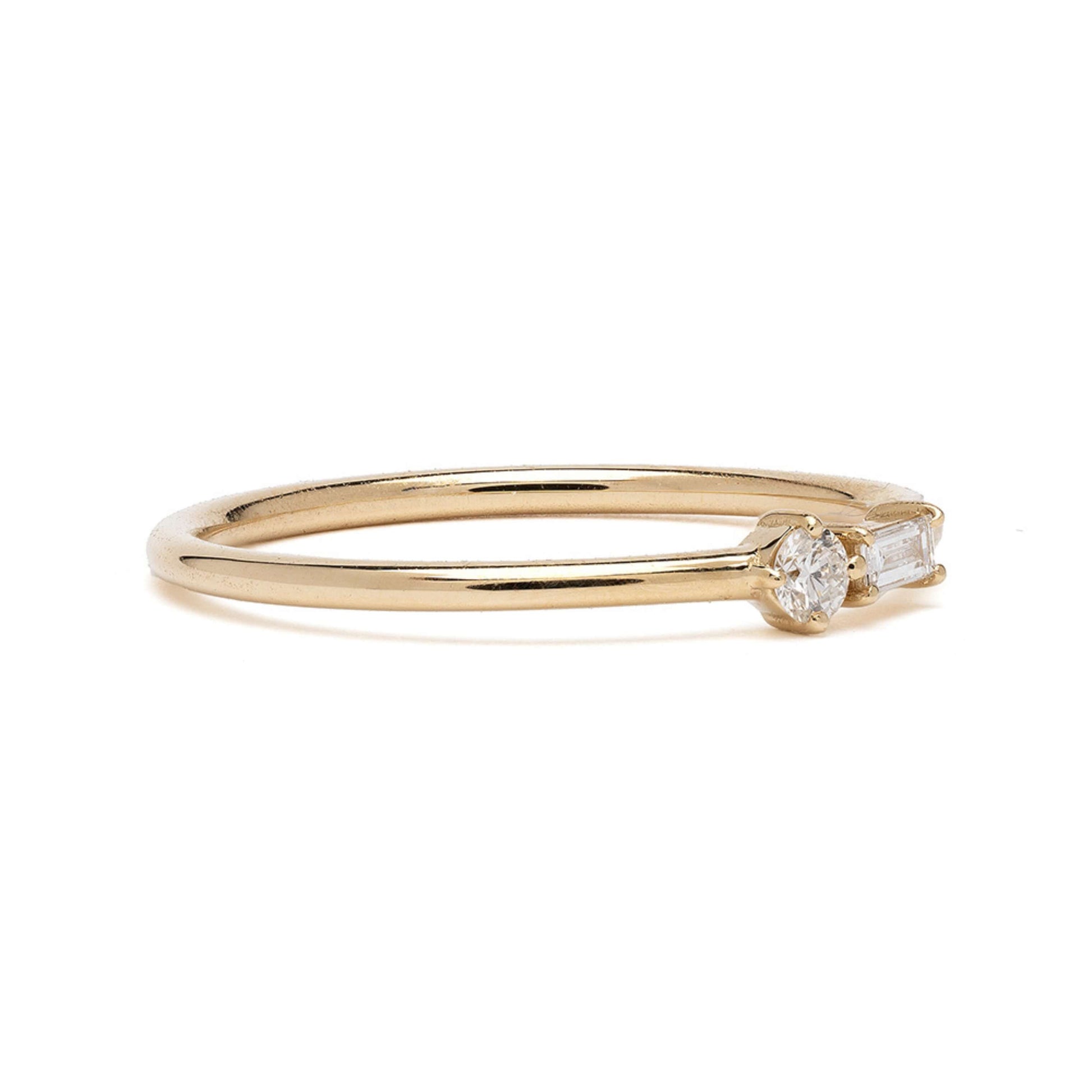 10k Solid Gold Band, Two Diamond Band