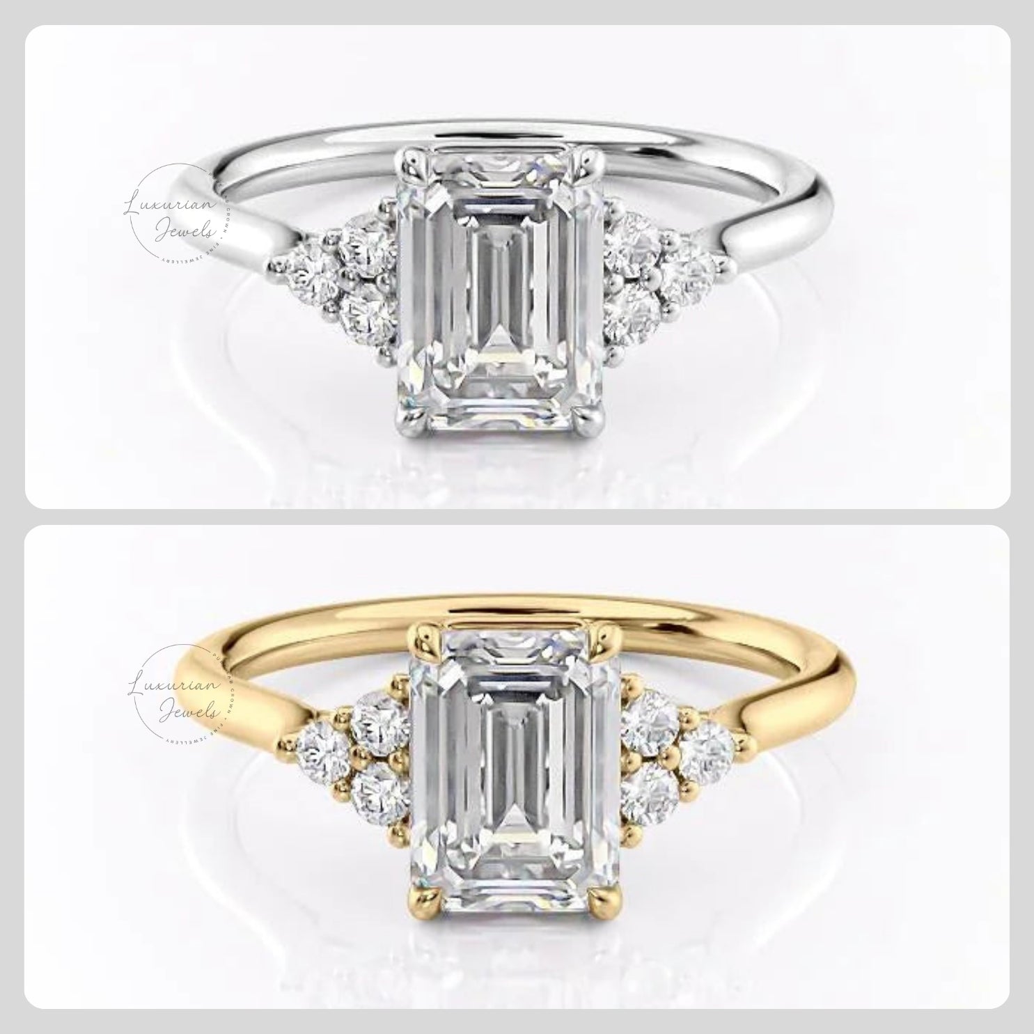 Emerald Cut Lab Grown Diamond Vintage Ring