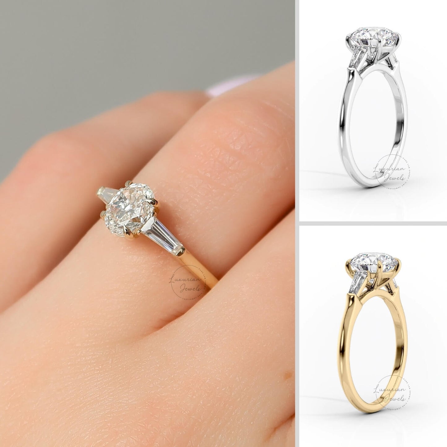  Oval And Tapered Baguette Diamond Ring