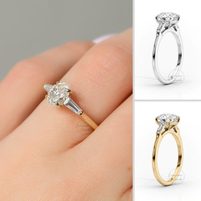  Oval And Tapered Baguette Diamond Ring