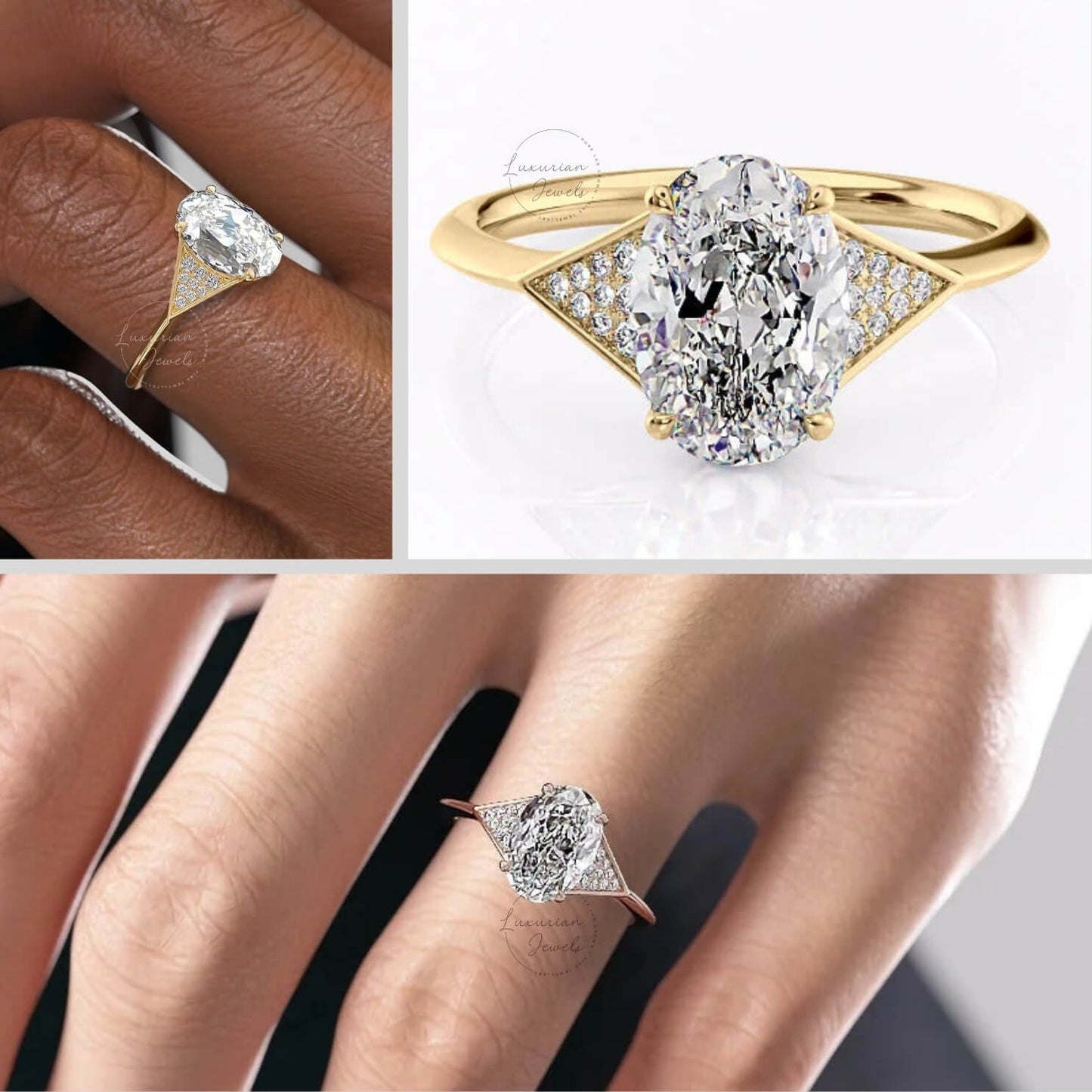 Oval Cut Diamond Triangle Shape Ring