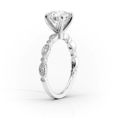 18K Princess Cut Solitaire Accent Vintage Ring