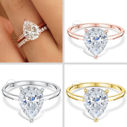 Pear Shaped Lab Grown Engagement Ring