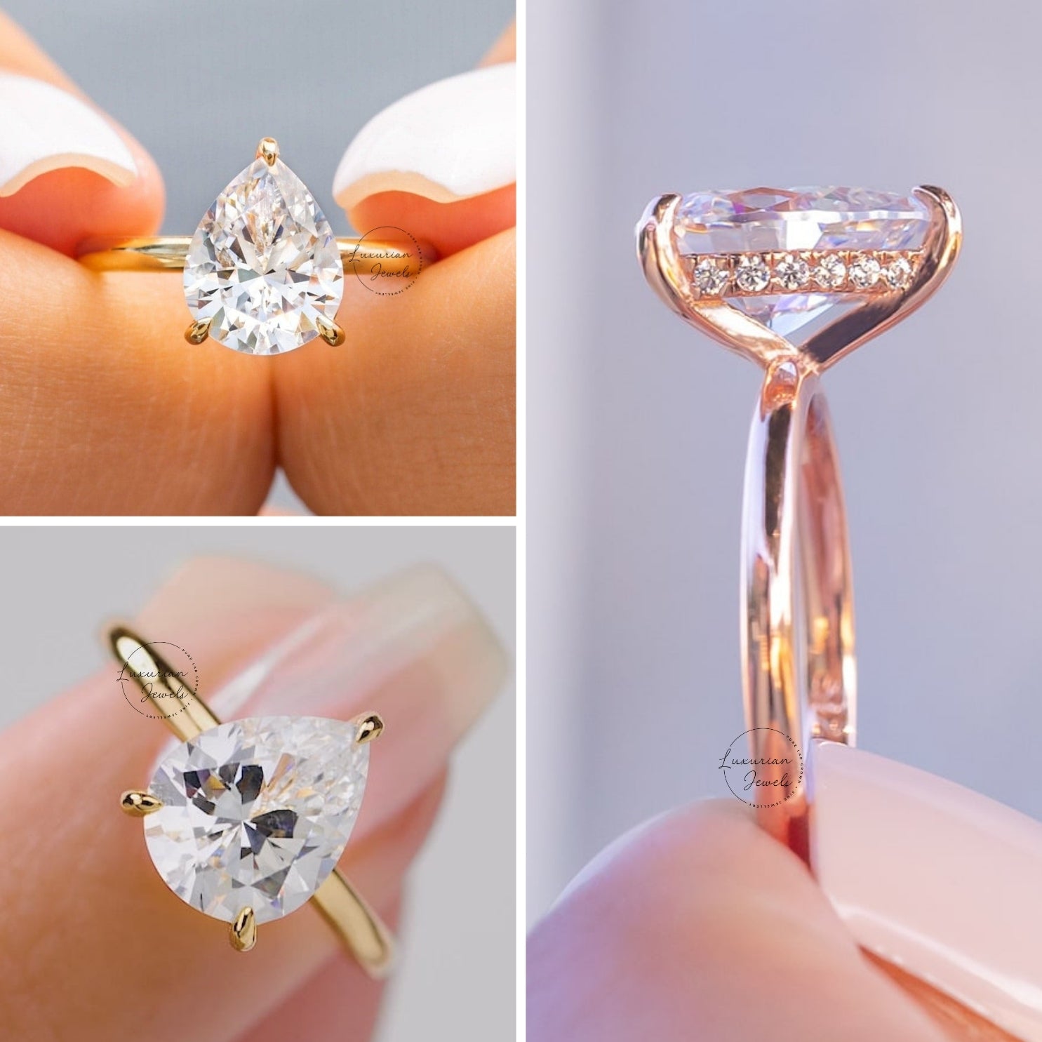 Pear Shaped Lab Grown Engagement Ring