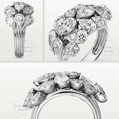 Cluster Diamond Broad Bridal Ring