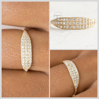 Three Row Round Cut Diamond Anniversary Ring