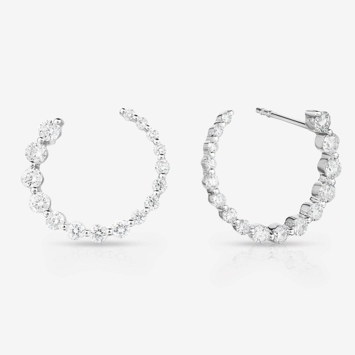 14K Solid Gold Hoops, Genuine Diamond Hoops- Gold Hoop Earrings, 14k Gold Lab Grown Diamond Hoop Earrings for Women