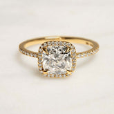 14K Cushion Cut Halo Diamond Engagement Ring