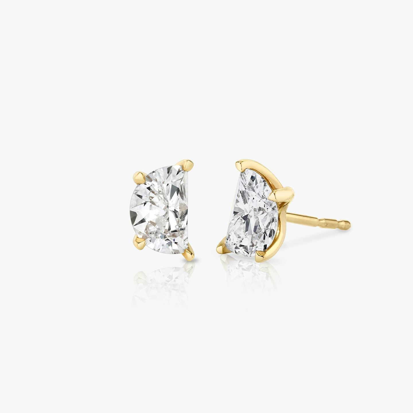 14K Diamond Moon Stud Earrings