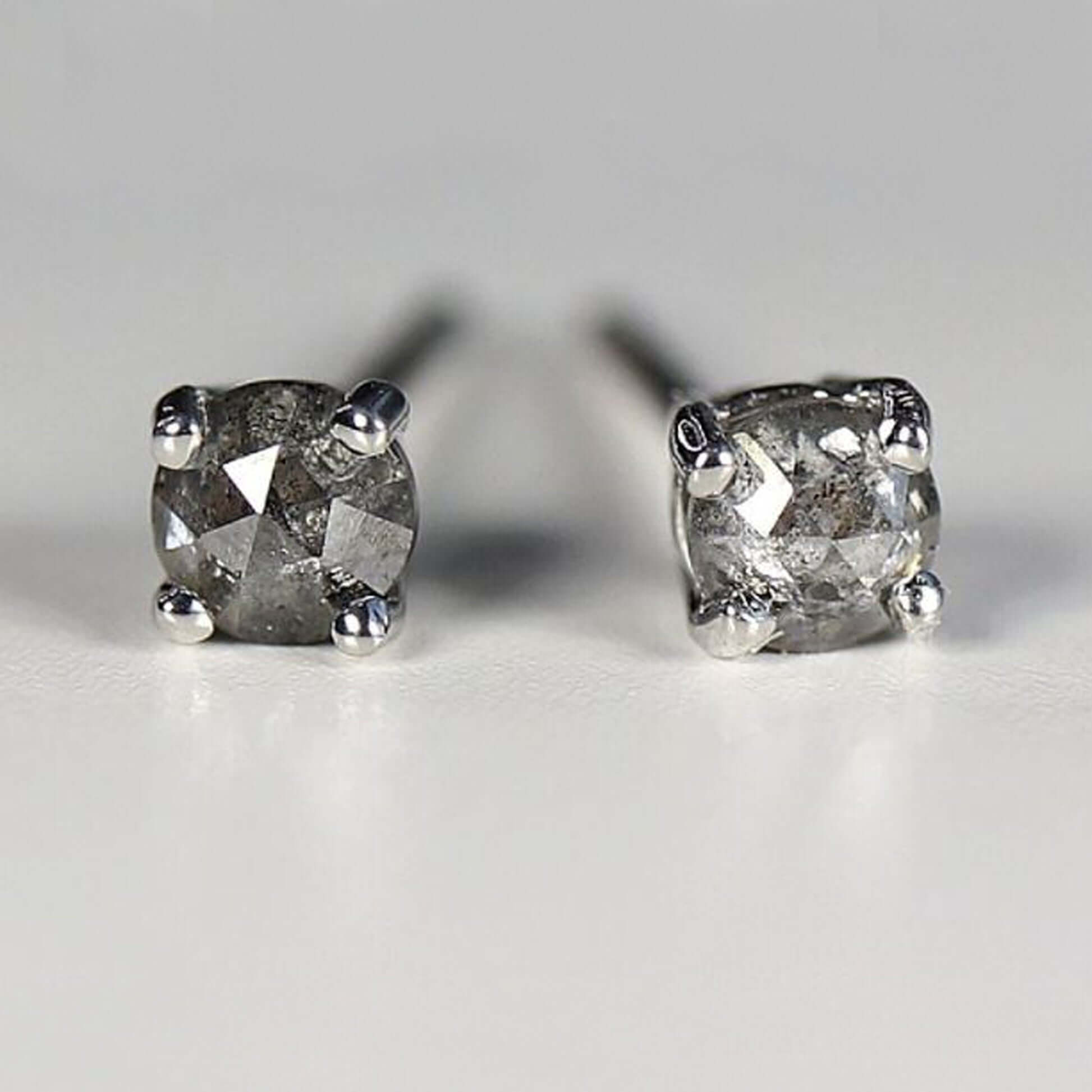 14K Gold Black Diamond Duo Stud