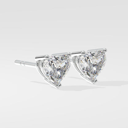 14K Gold Diamond Heart Stud Earrings