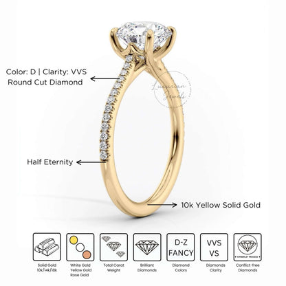 14K Gold Half Eternity Bridal Matching Ring