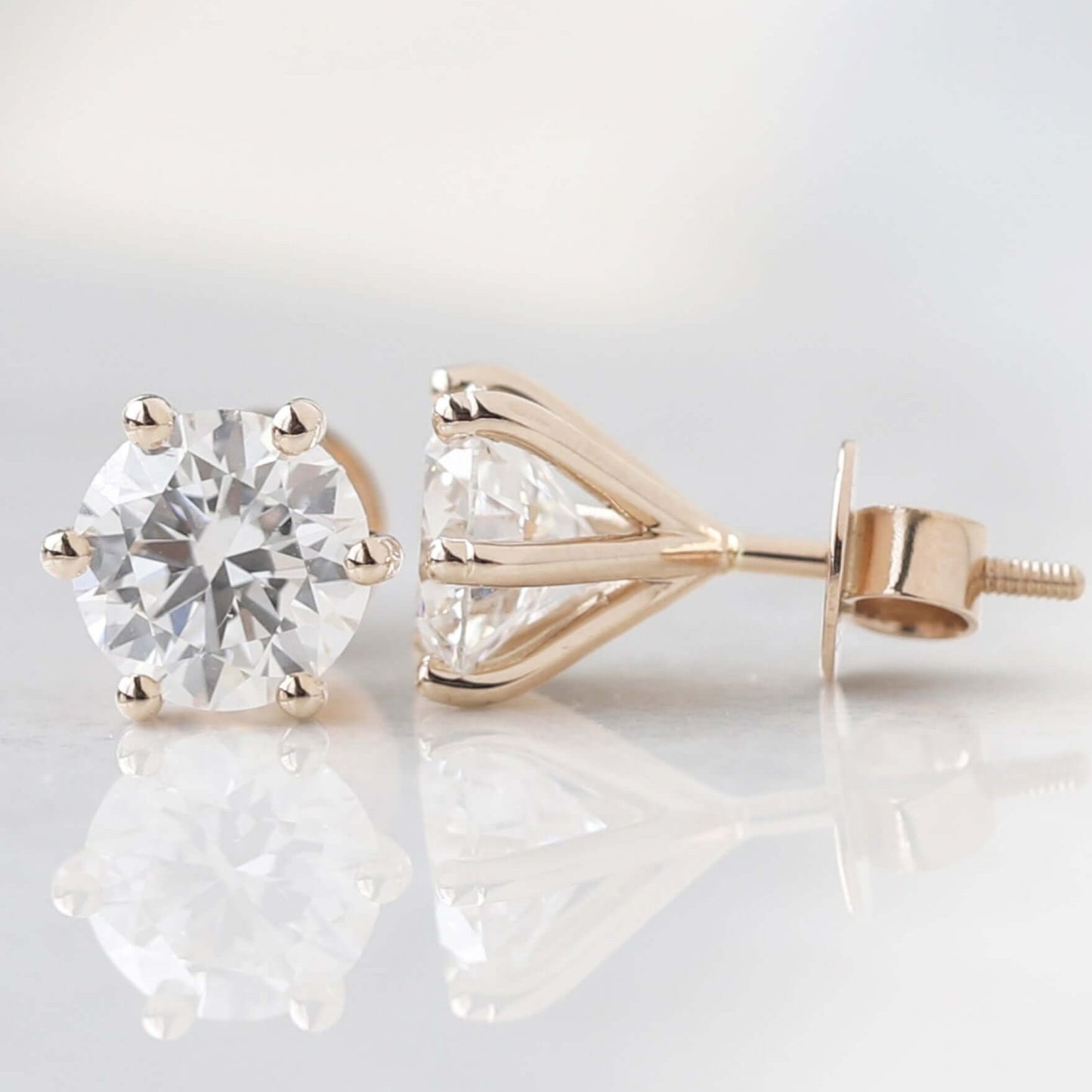 14K Gold Moissanite Diamond Studs