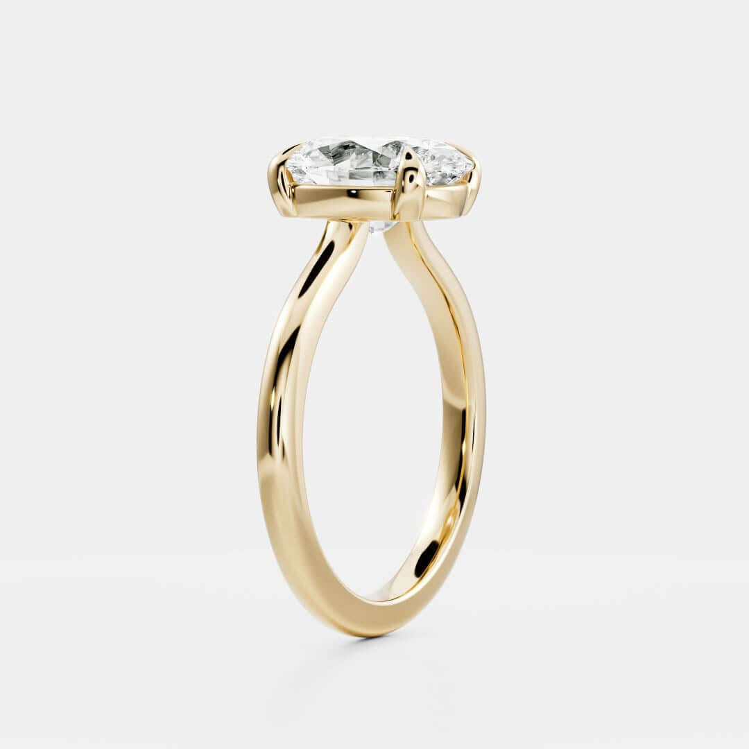 14K Gold Oval Solitaire Ring