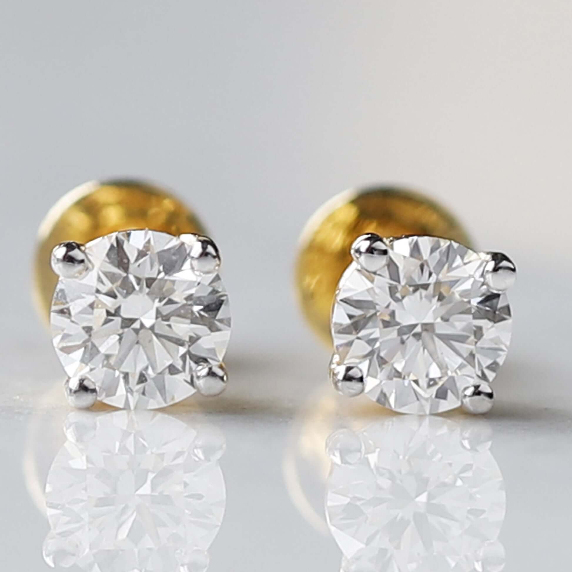 14K Gold Screw Back Stud Earrings