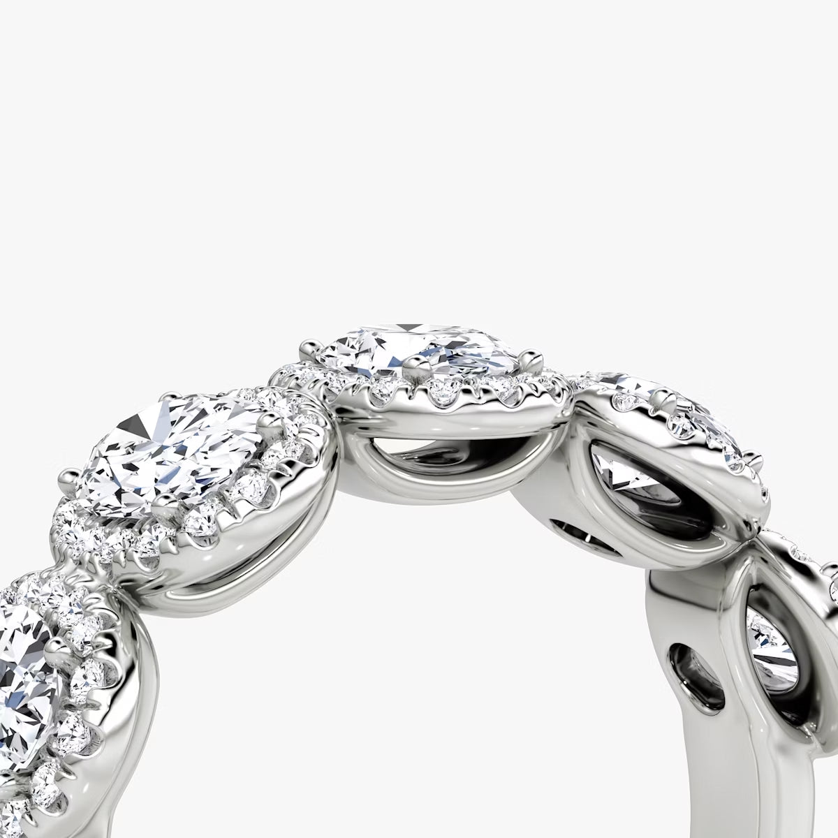 14K Oval Cut Diamond Halo Eternity Ring