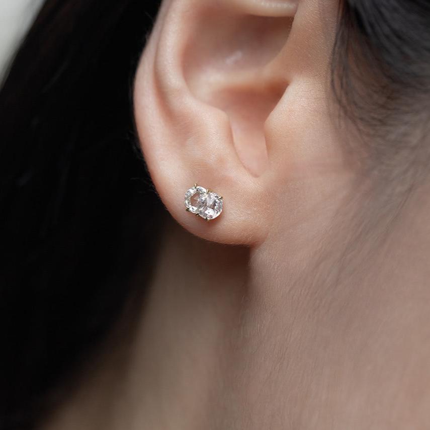 14K Rose Cut Lab Diamond Studs