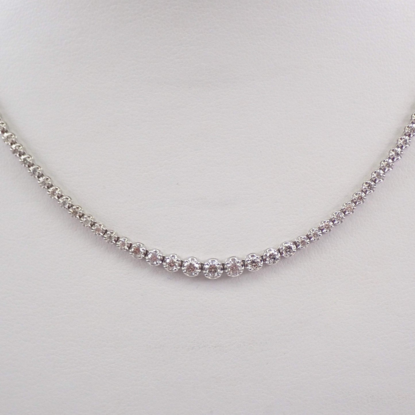 14K Round Cut Moissanite Diamond Tennis Necklace