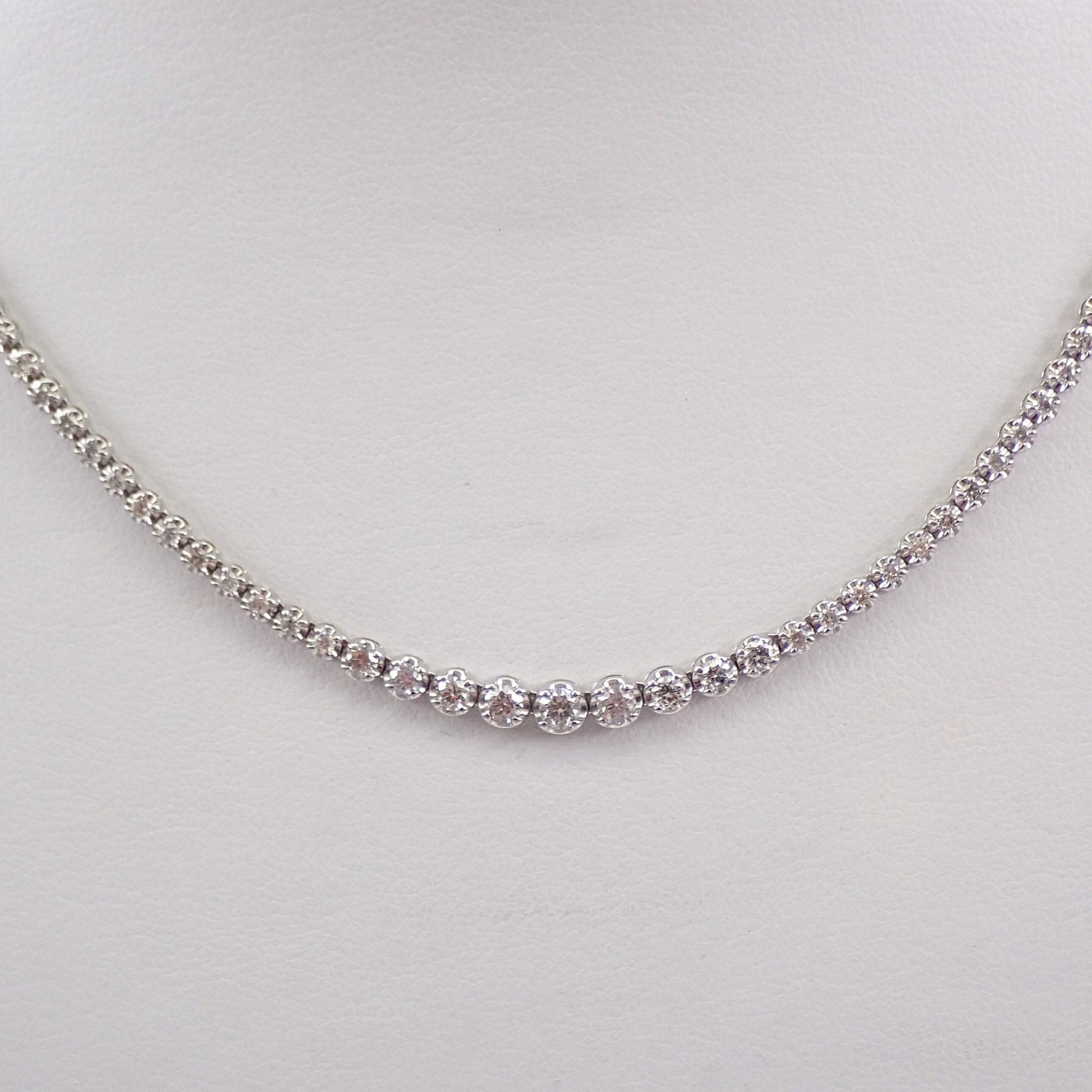 14K Round Cut Moissanite Diamond Tennis Necklace