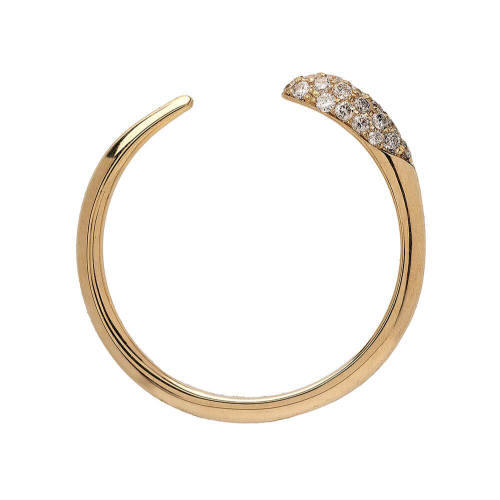 14K Round Diamond Cuff Ring