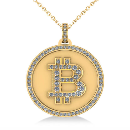 14K Solid Gold Bitcoin Necklace