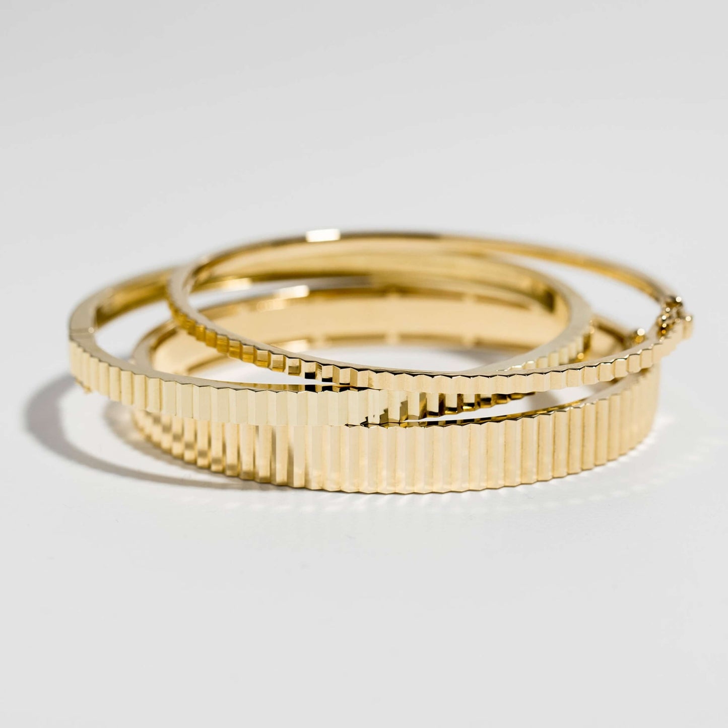 14K Solid Gold Fluted Wedding Bangle