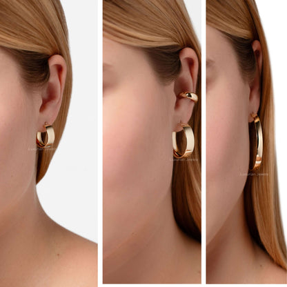 14K Solid Gold Round Hoop Earrings