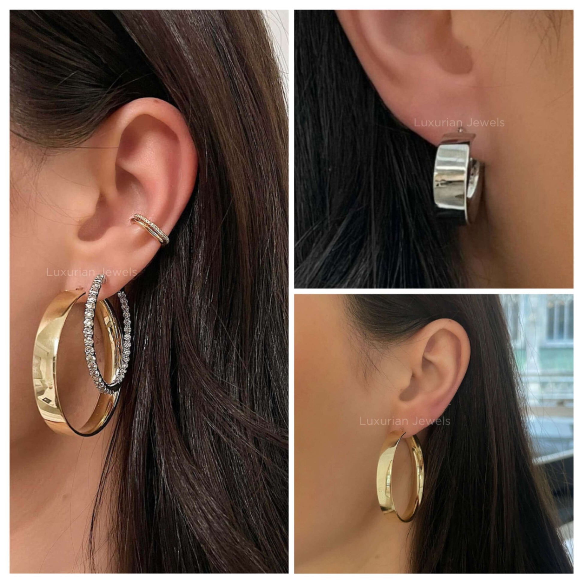 14K Solid Gold Round Shape Hoop Earrings