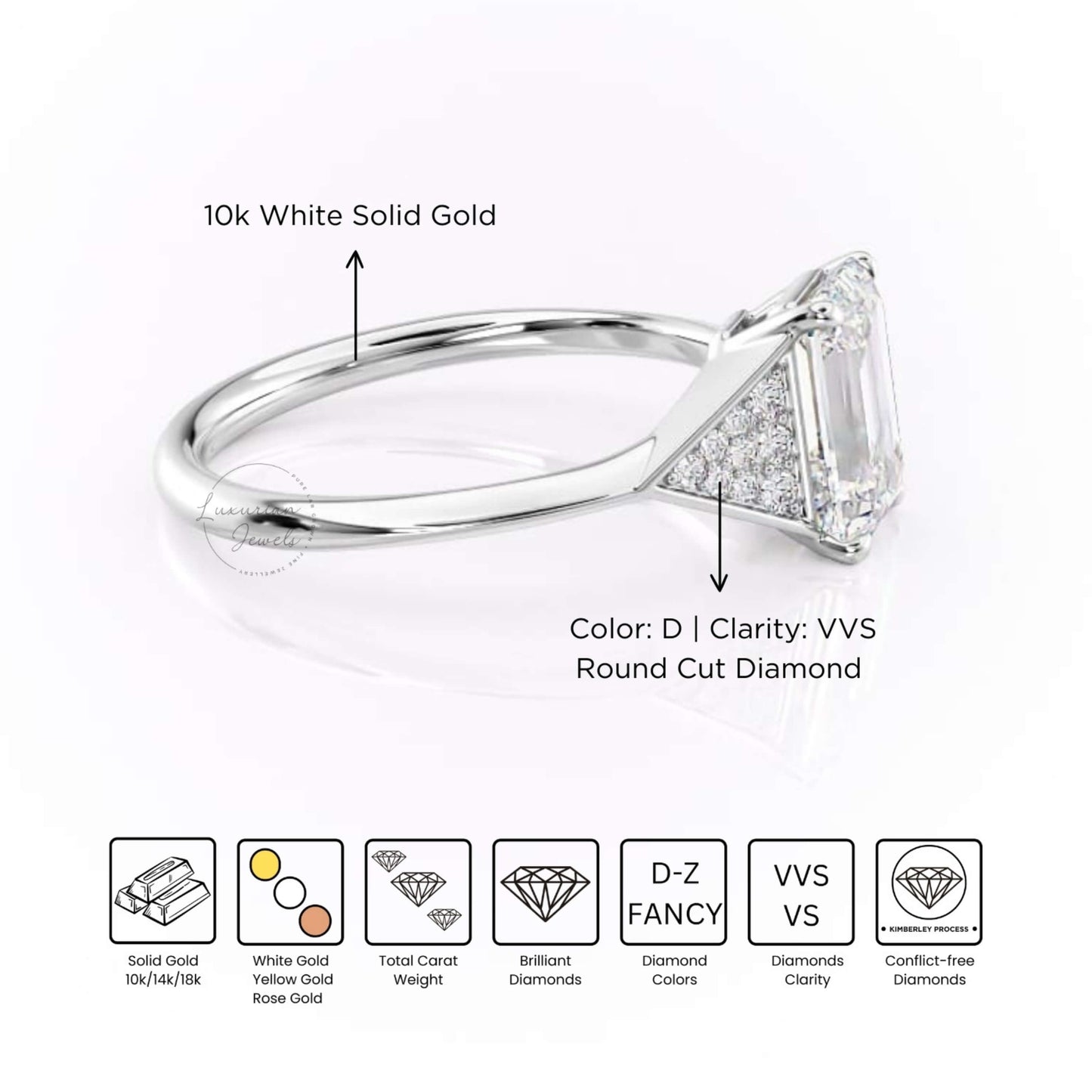 14K White Gold Eco-Friendly Diamond Ring